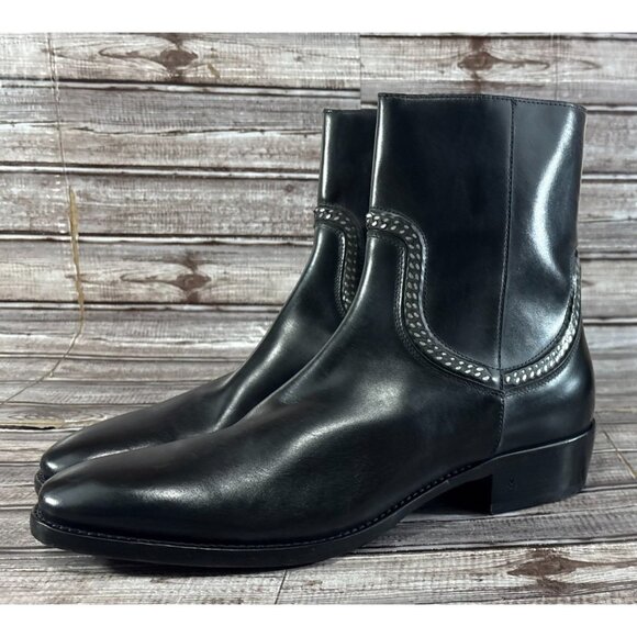 John Varvatos Collection Ludlow Chain Leather Boots Size 11 color black New $998